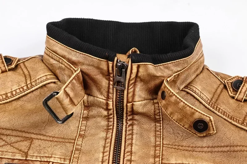 Autumn Winter Brand Leather Jacket Men Vintage Biker PU Coat Causal Motorcycle Jackets Plus Size 8XL 3D Stand Collar Thick Tops
