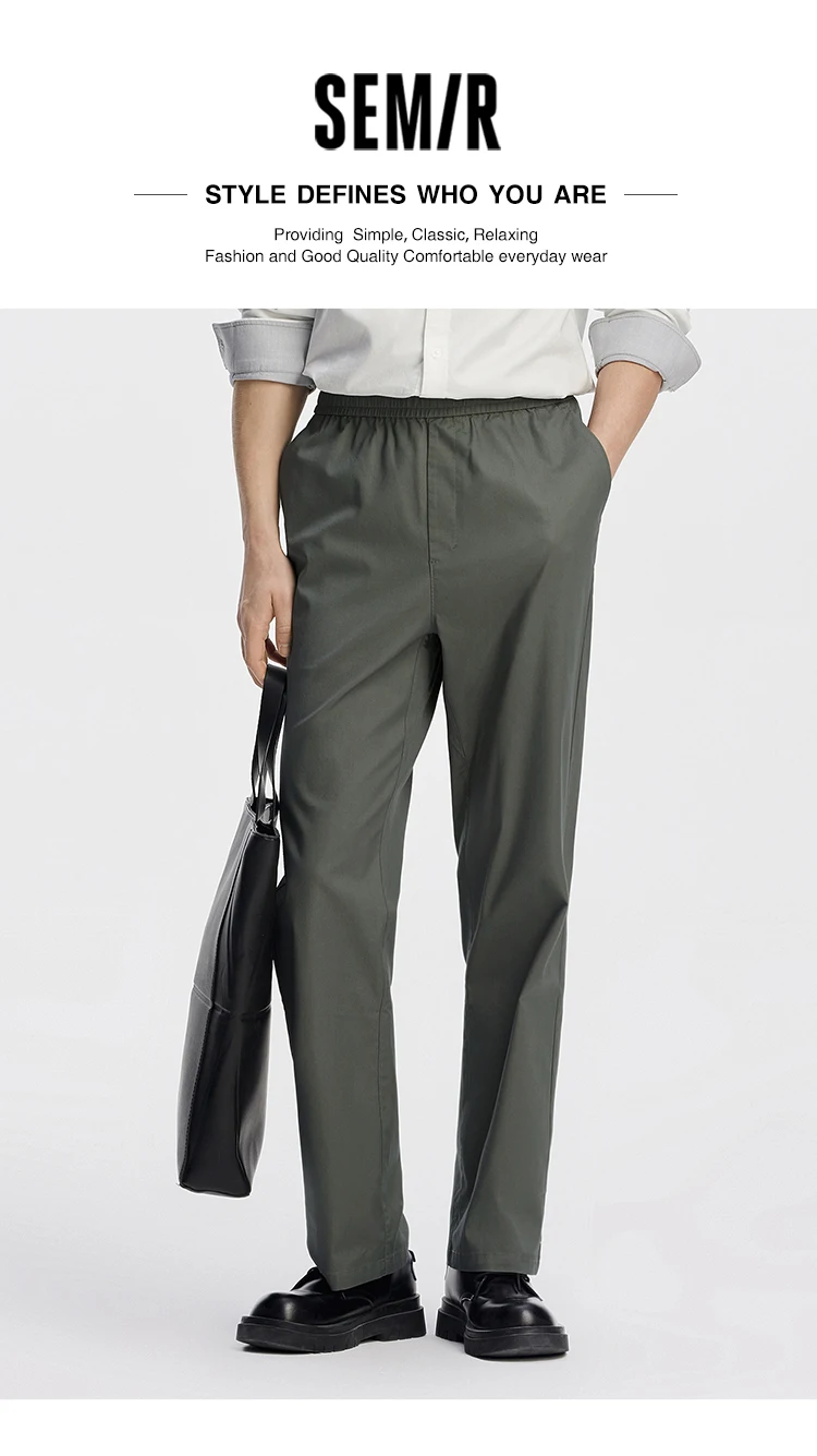 Semir Men Pants Comfortable Solid Straight Work Commute 2026 Autumn Casual Style Easy Care Long Trousers Daily Wear