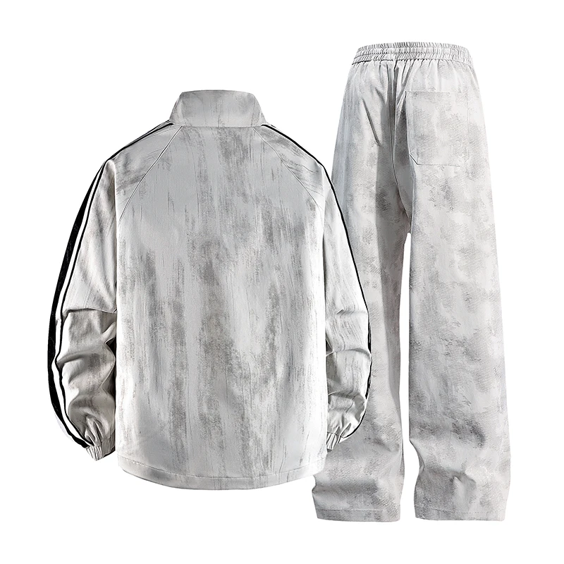 8XL Men Jacket 2Pcs Tracksuit Set Waterproof Side Stripe Large Size 6XL 7XL Streetwear Long Sleeve 2025 Spring Sportswear Male