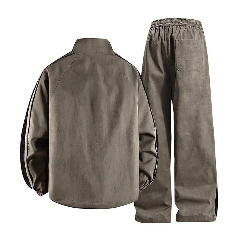 8XL Men Jacket 2Pcs Tracksuit Set Waterproof Side Stripe Large Size 6XL 7XL Streetwear Long Sleeve 2025 Spring Sportswear Male
