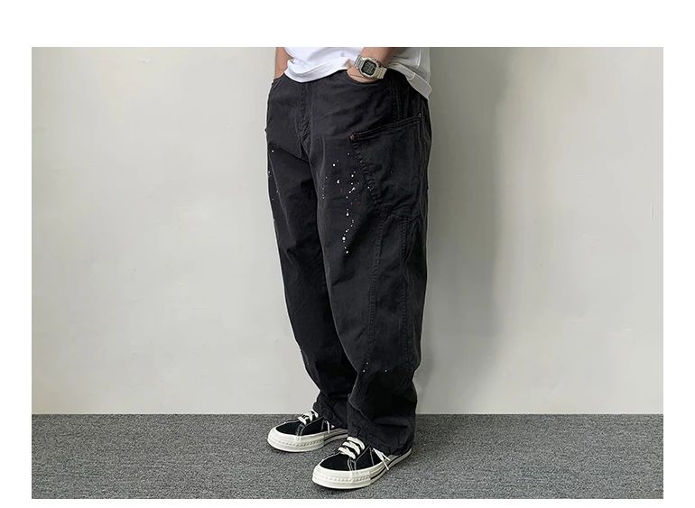 Japanese Streetwear Paint Point Cargo Pants For Men Harajuku Casual Baggy Pants High Quality Vintage Plus Size Trousers Male