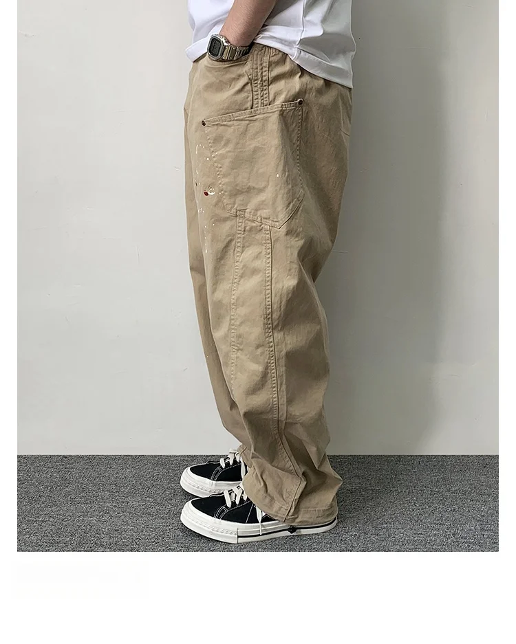 Japanese Streetwear Paint Point Cargo Pants For Men Harajuku Casual Baggy Pants High Quality Vintage Plus Size Trousers Male