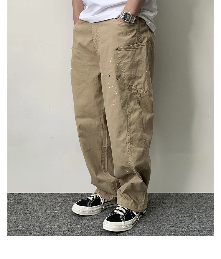 Japanese Streetwear Paint Point Cargo Pants For Men Harajuku Casual Baggy Pants High Quality Vintage Plus Size Trousers Male