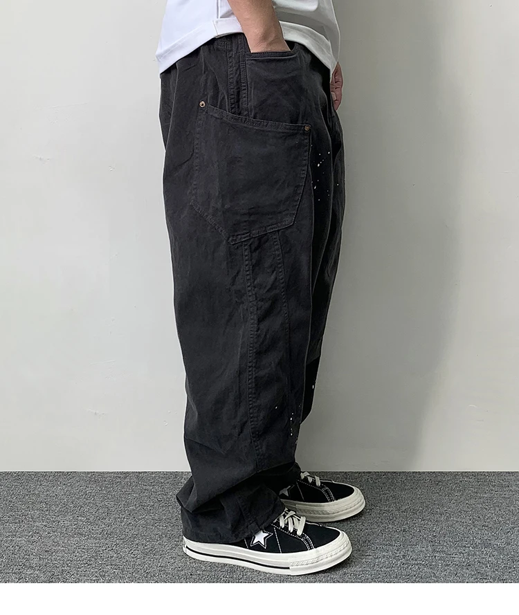Japanese Streetwear Paint Point Cargo Pants For Men Harajuku Casual Baggy Pants High Quality Vintage Plus Size Trousers Male