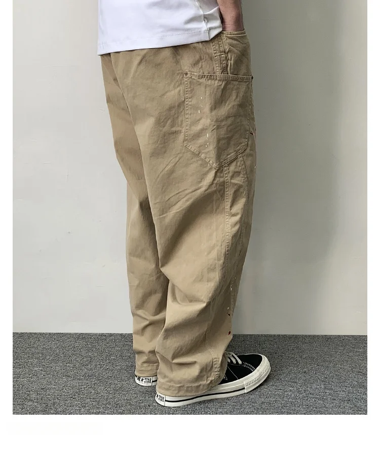 Japanese Streetwear Paint Point Cargo Pants For Men Harajuku Casual Baggy Pants High Quality Vintage Plus Size Trousers Male
