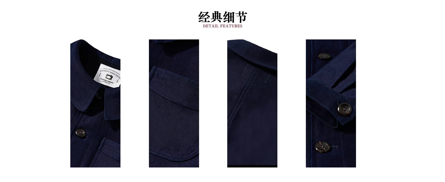 2026 Spring Round Collar Mole Skin French Four Bag Workwear Jacket Heavy Duty Washed Vintage Styleouter Garment Loose Fit Coat