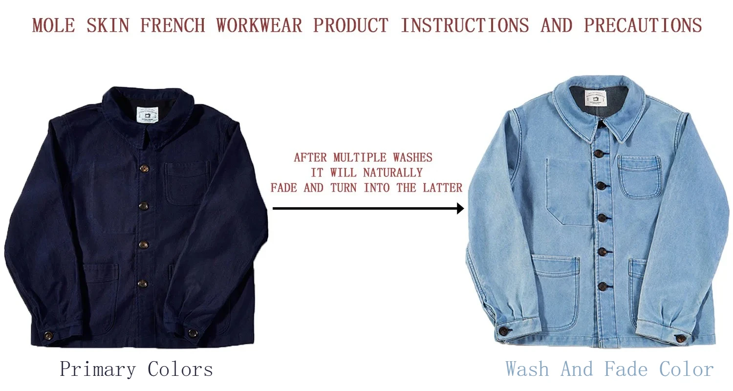 2026 Spring Round Collar Mole Skin French Four Bag Workwear Jacket Heavy Duty Washed Vintage Styleouter Garment Loose Fit Coat