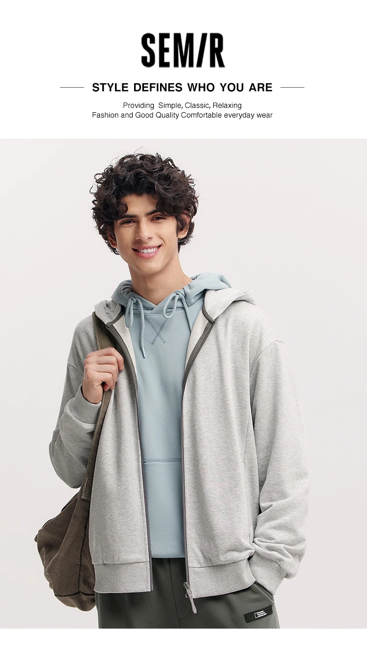 Semir Jacket Men Hooded Cardigan Coat Couple 2025 New Spring Casual Outfit Minimalist and Versatile for Daily Wear