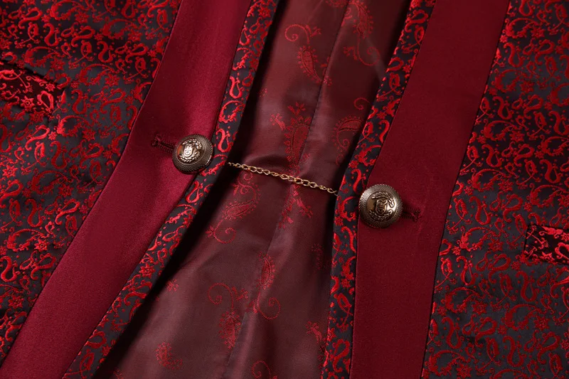 New Chinese-style Jacquard Wedding Host Performance Men's Suits 3pcs Blazer Vest Pants Formal Party Groom Tuxedo