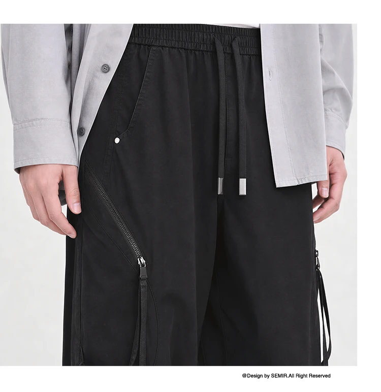 Semir Men Pants Washed Cotton Loose Curved Utility Cargo 2026 Autumn Comfortable Workwear Style Street Casual Daily Wear