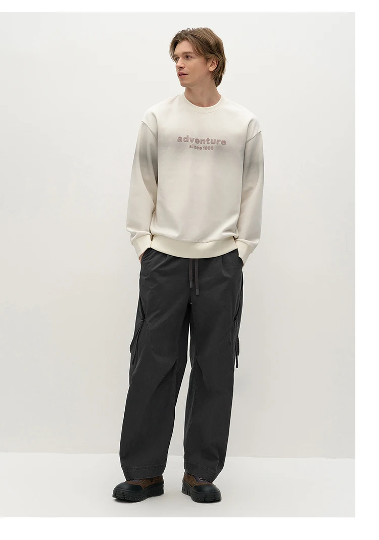Semir Men Pants Washed Cotton Loose Curved Utility Cargo 2026 Autumn Comfortable Workwear Style Street Casual Daily Wear