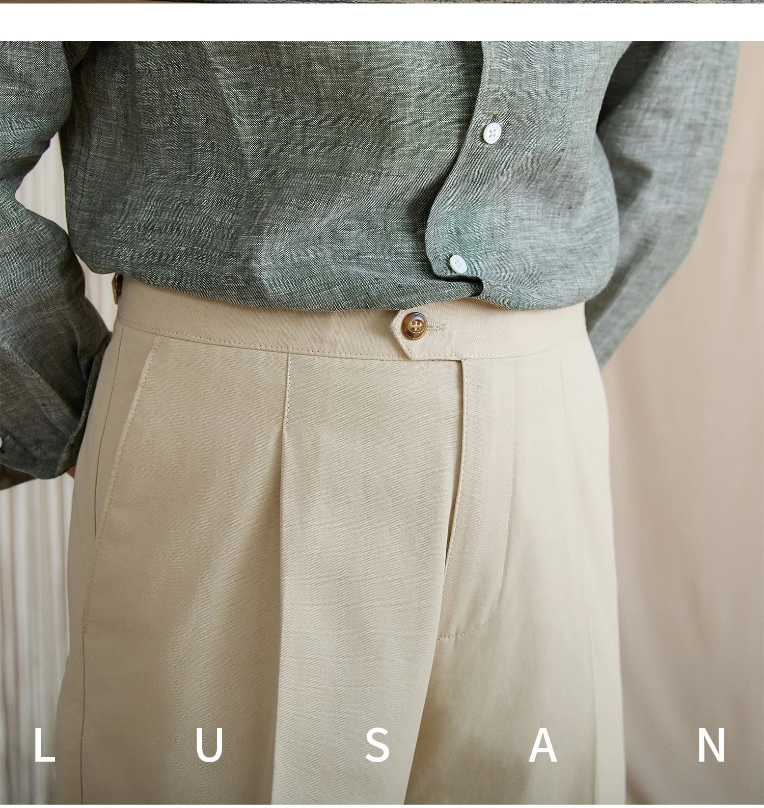 Summer lightweight casual cotton trousers, versatile and breathable,, mature, straight-leg, high-waisted pants for trendy