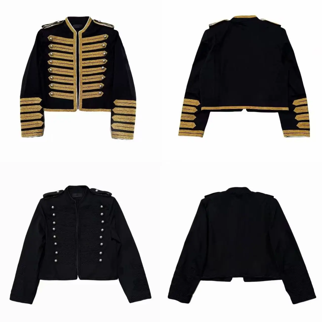ANN Milan Limited Show Piece Black & Gold Webbing Napoleon Cropped Court Jacket, Two-tone