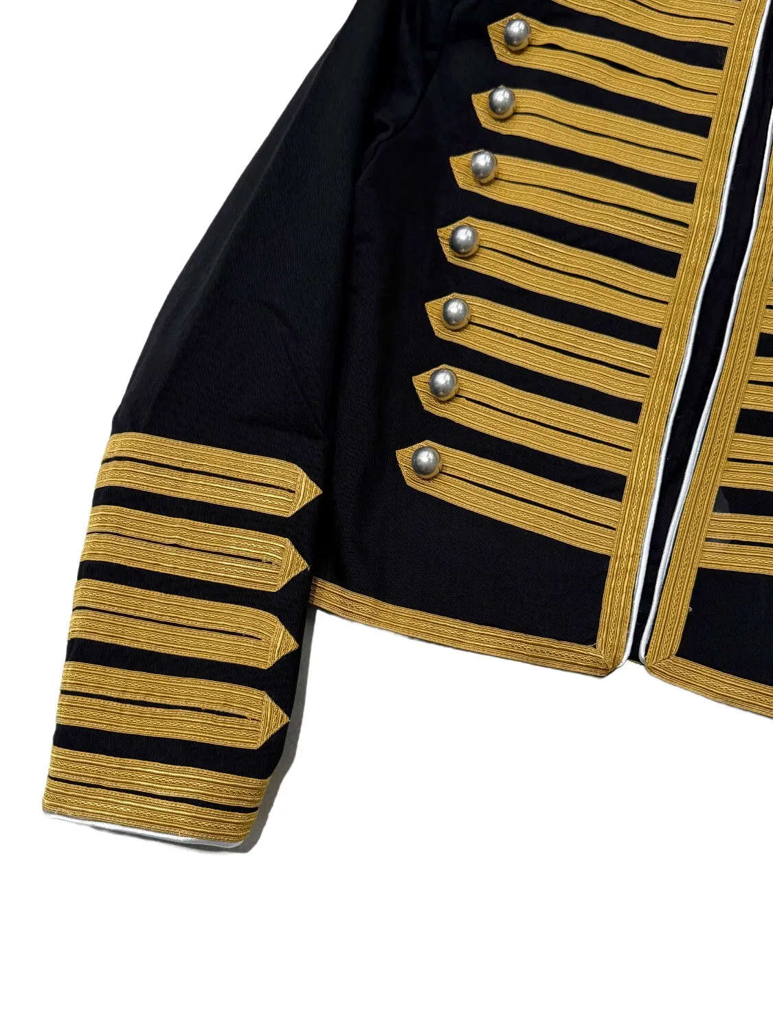 ANN Milan Limited Show Piece Black & Gold Webbing Napoleon Cropped Court Jacket, Two-tone