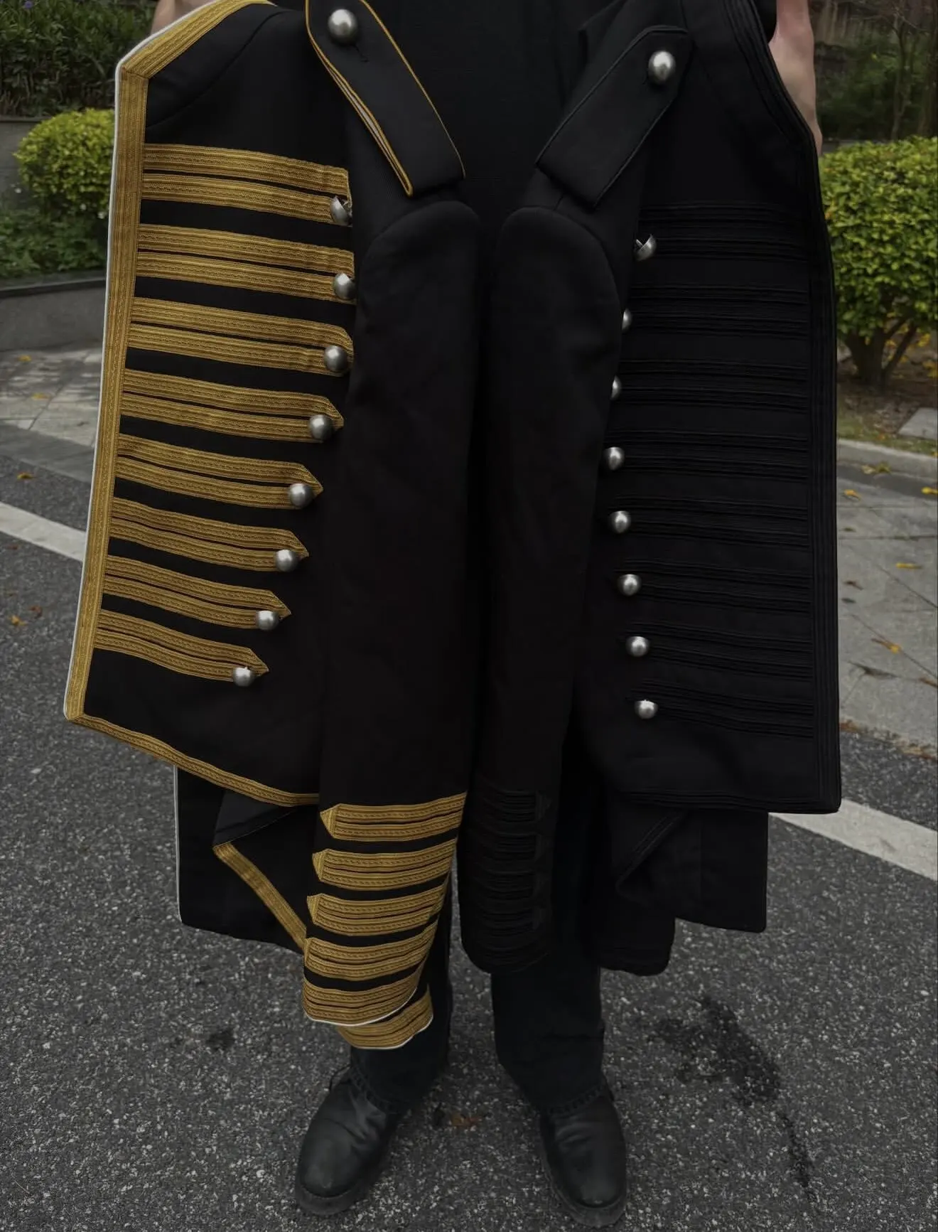 ANN Milan Limited Show Piece Black & Gold Webbing Napoleon Cropped Court Jacket, Two-tone