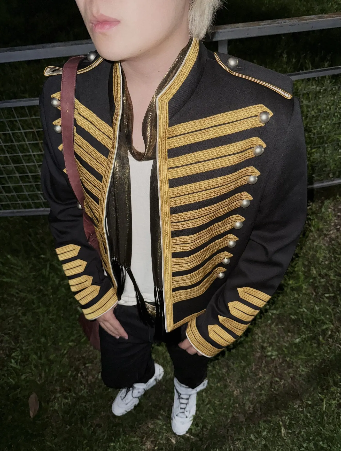 ANN Milan Limited Show Piece Black & Gold Webbing Napoleon Cropped Court Jacket, Two-tone