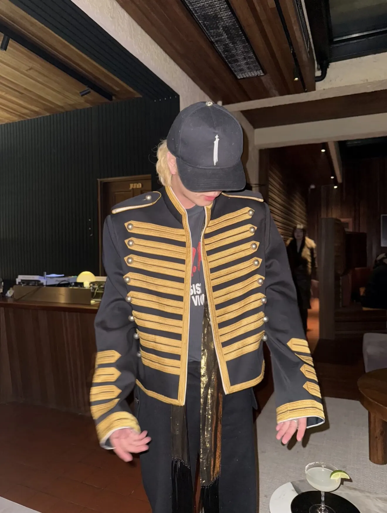 ANN Milan Limited Show Piece Black & Gold Webbing Napoleon Cropped Court Jacket, Two-tone