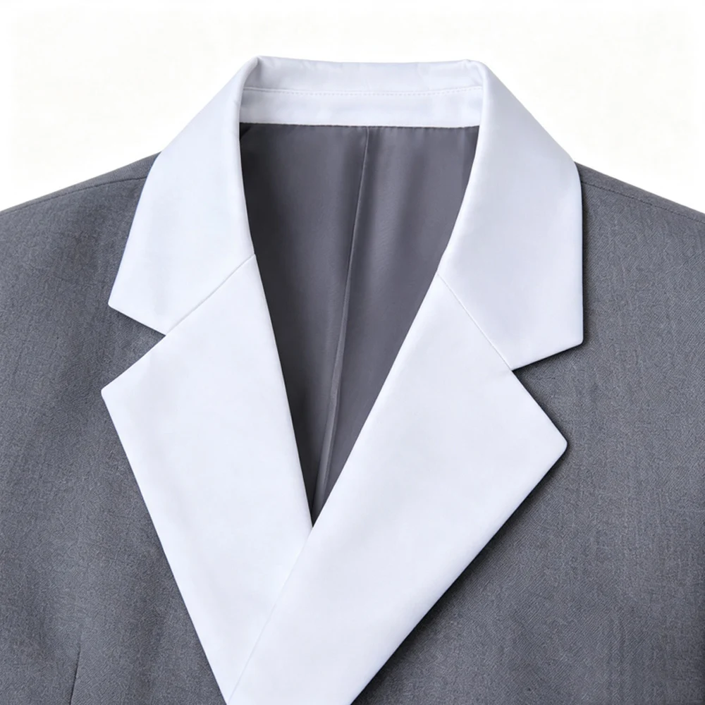 Men Tailcoat Suit 2 Pieces Double Breasted Brown Tuxedo White Contrast Lapel Cuff Groom Wedding Formal Evening Party Jacket Pants