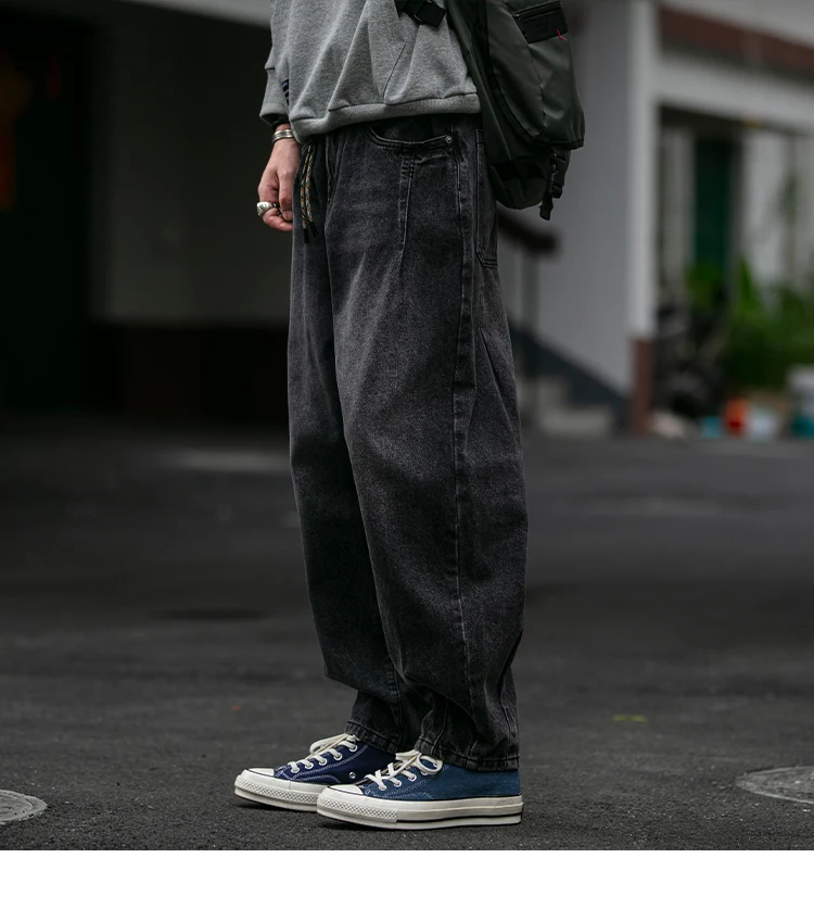 American Vintage High Quality Denim Cargo Pants Men Clothing Streetwear Loose Skate Jeans Harajuku Casual Harem Trousers Male