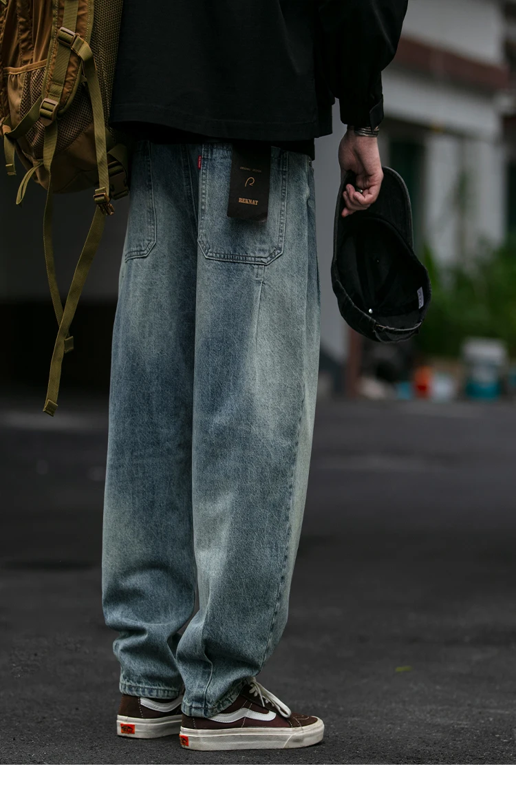 American Vintage High Quality Denim Cargo Pants Men Clothing Streetwear Loose Skate Jeans Harajuku Casual Harem Trousers Male
