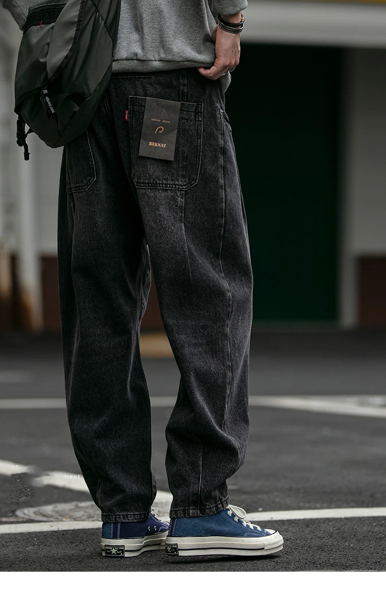 American Vintage High Quality Denim Cargo Pants Men Clothing Streetwear Loose Skate Jeans Harajuku Casual Harem Trousers Male