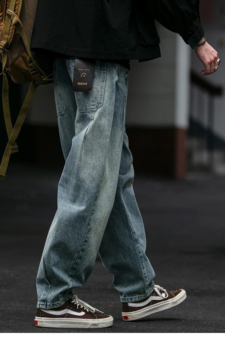 American Vintage High Quality Denim Cargo Pants Men Clothing Streetwear Loose Skate Jeans Harajuku Casual Harem Trousers Male
