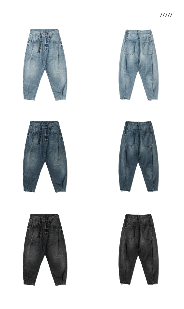American Vintage High Quality Denim Cargo Pants Men Clothing Streetwear Loose Skate Jeans Harajuku Casual Harem Trousers Male