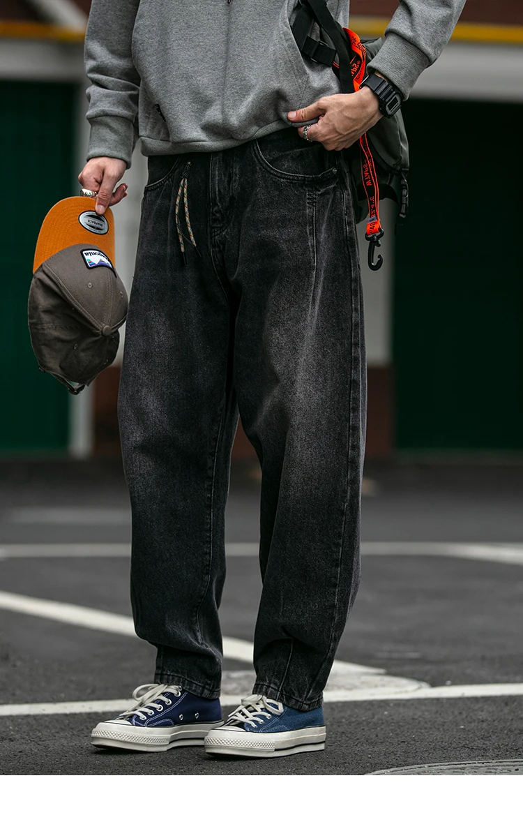 American Vintage High Quality Denim Cargo Pants Men Clothing Streetwear Loose Skate Jeans Harajuku Casual Harem Trousers Male