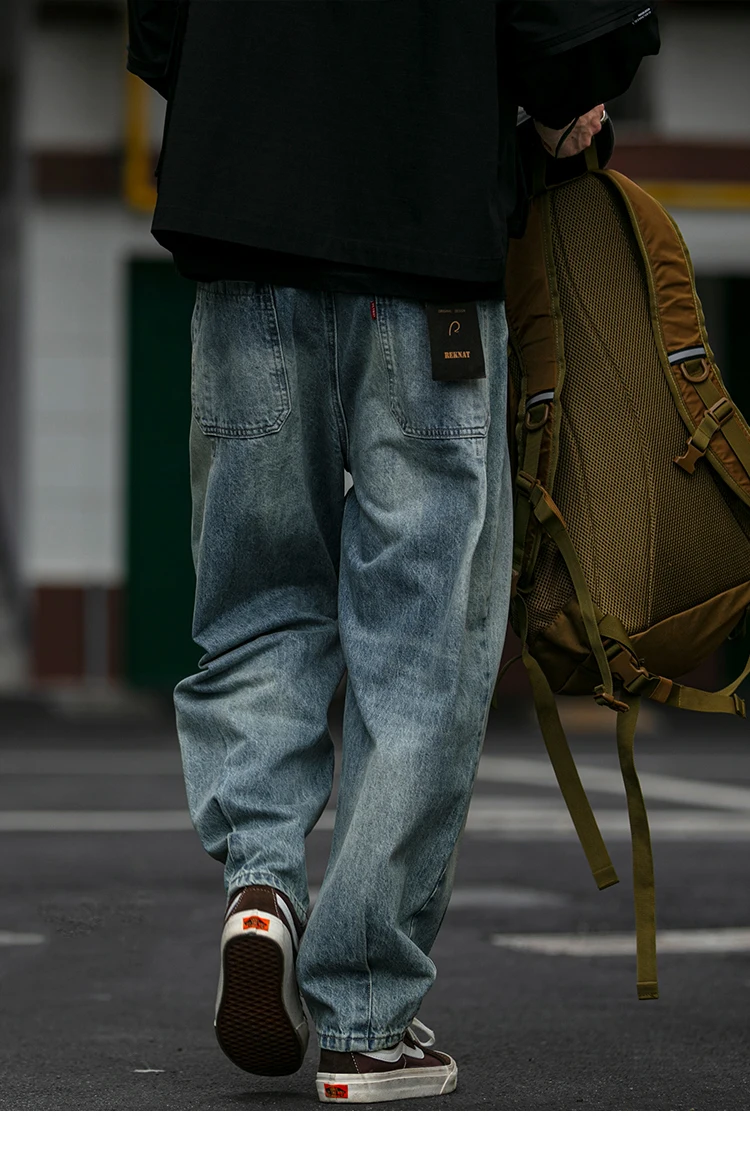 American Vintage High Quality Denim Cargo Pants Men Clothing Streetwear Loose Skate Jeans Harajuku Casual Harem Trousers Male