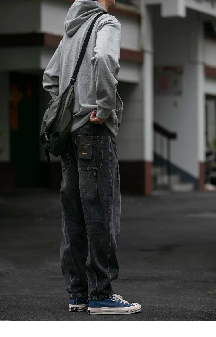 American Vintage High Quality Denim Cargo Pants Men Clothing Streetwear Loose Skate Jeans Harajuku Casual Harem Trousers Male