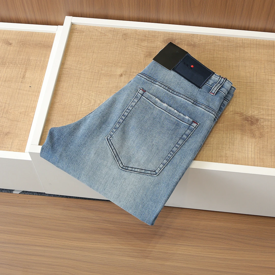 OECHSLI Jeans Thin Cotton Men 2026 Spring Summer new breathable outdoor embroidery comfortable casual Big size 30-40 long Pants