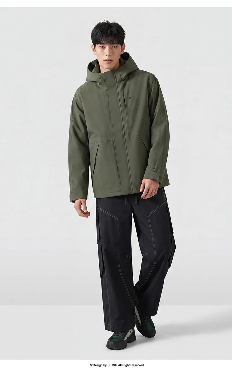 Semir Men Jacket Hooded Letter Print Couple Outdoor Casual Style Loose Autumn Windproof Outerwear Daily Wear 2026