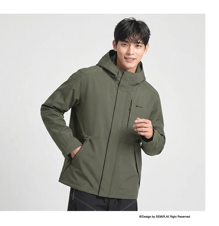 Semir Men Jacket Hooded Letter Print Couple Outdoor Casual Style Loose Autumn Windproof Outerwear Daily Wear 2026