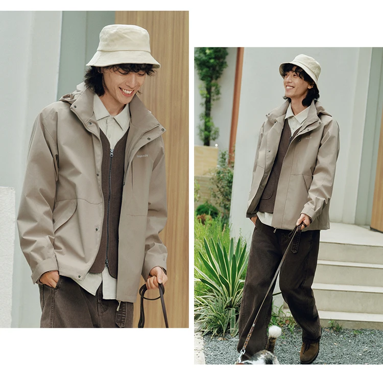 Semir Men Jacket Hooded Letter Print Couple Outdoor Casual Style Loose Autumn Windproof Outerwear Daily Wear 2026