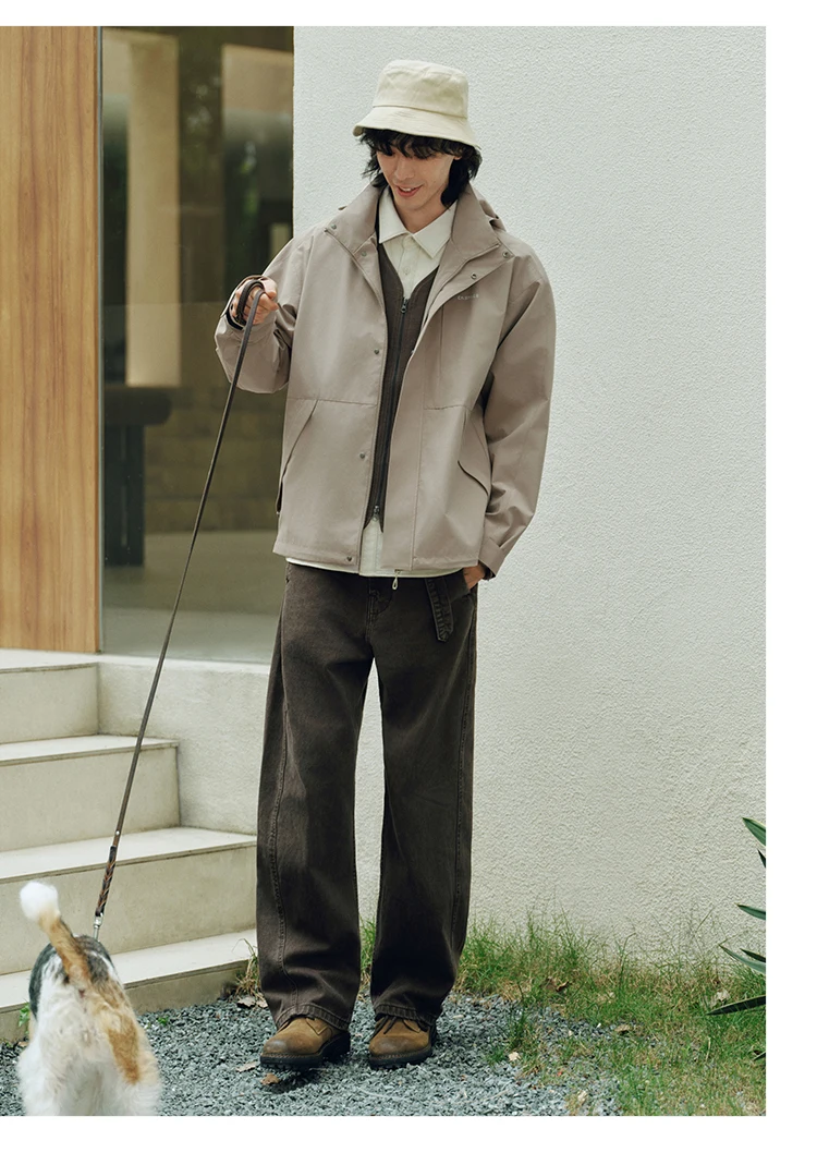 Semir Men Jacket Hooded Letter Print Couple Outdoor Casual Style Loose Autumn Windproof Outerwear Daily Wear 2026