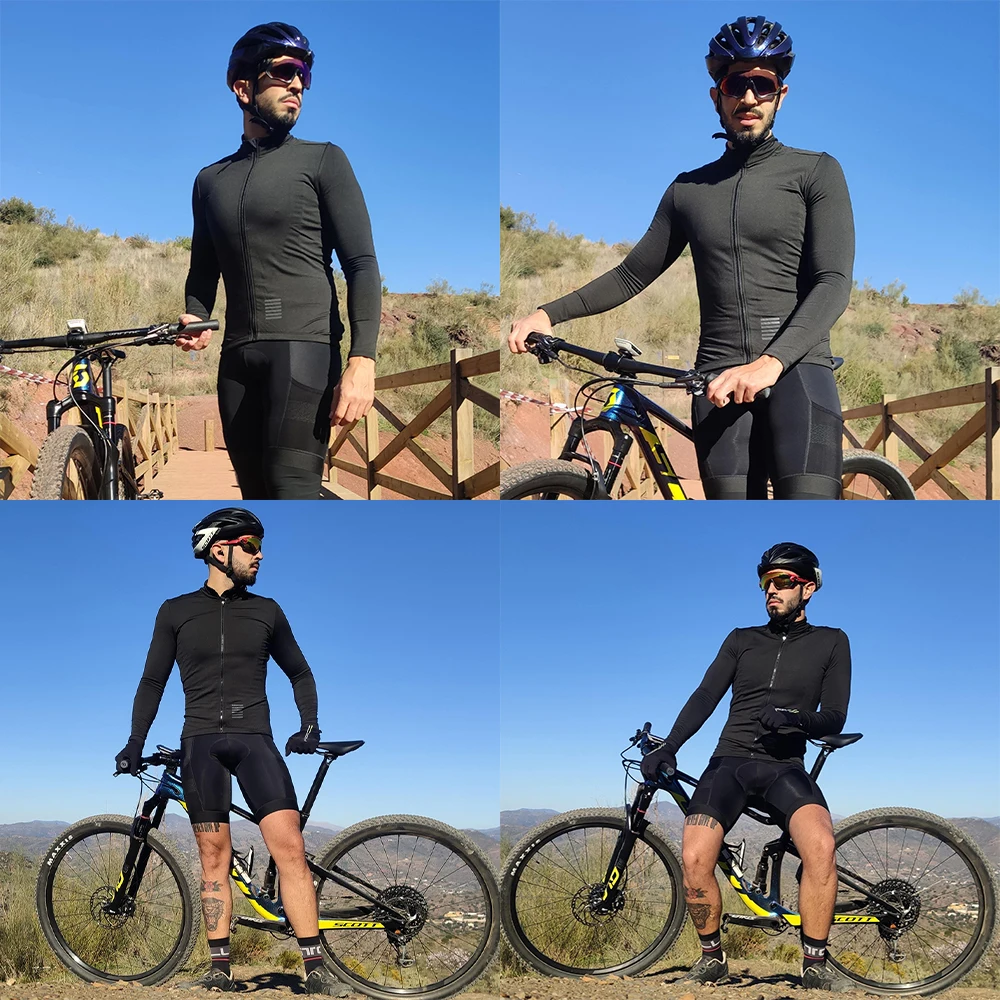 YKYWBIKE Winter Cycling Jersey Men's Thermal Fleece Bicycle Clothes MTB Long Sleeve Warm Road Bike Jacket Outdoor Riding Tops