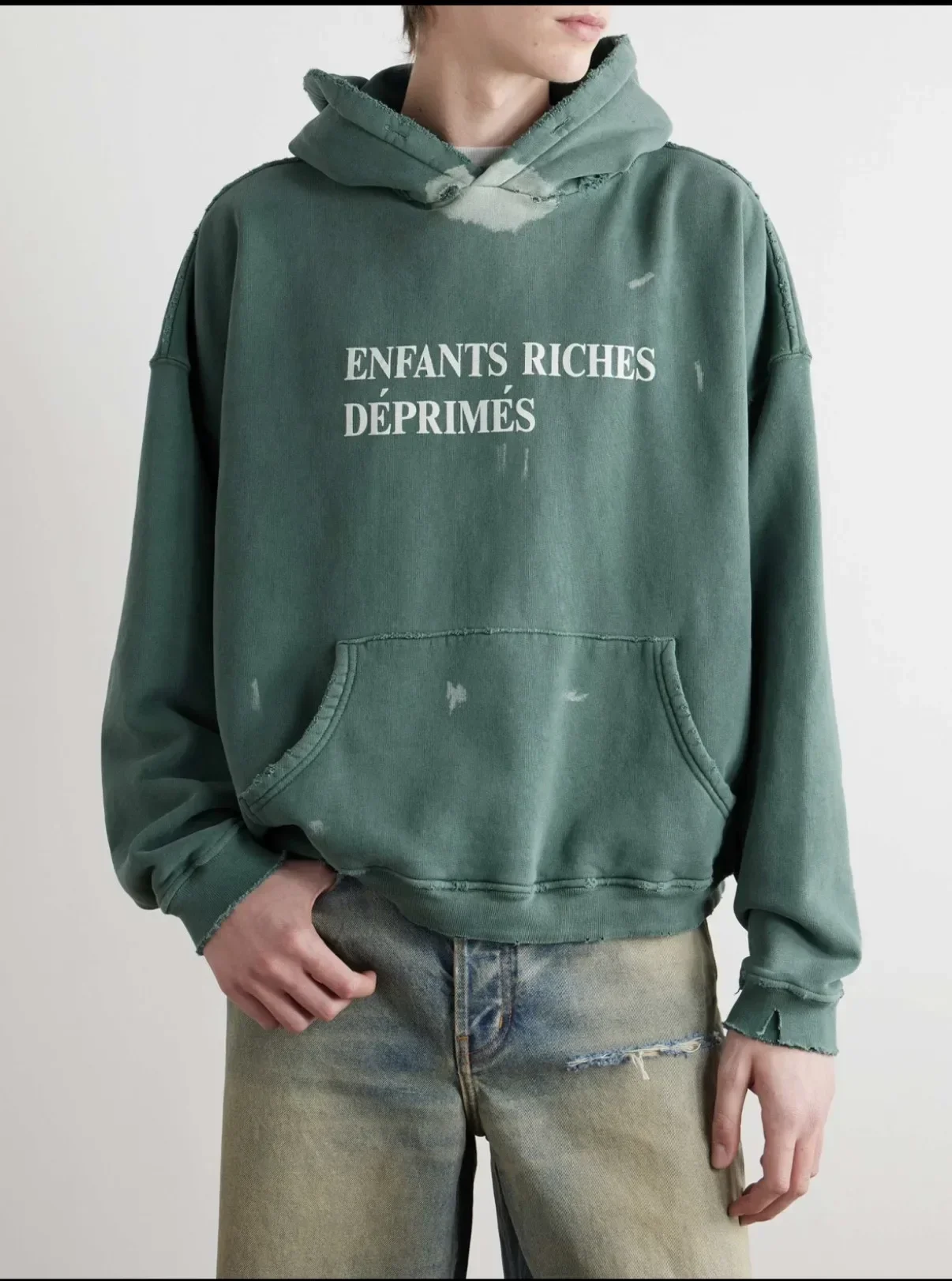 ER/D 24fw lake water Tiffany green destruction silhouette splash hoodie