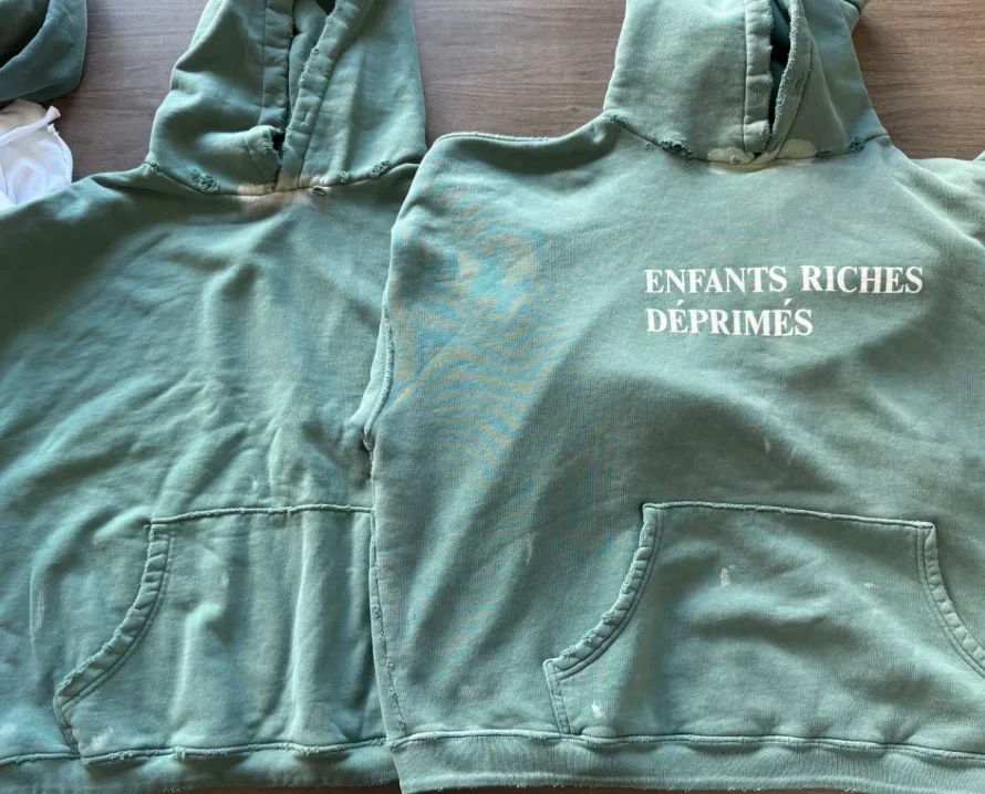 ER/D 24fw lake water Tiffany green destruction silhouette splash hoodie