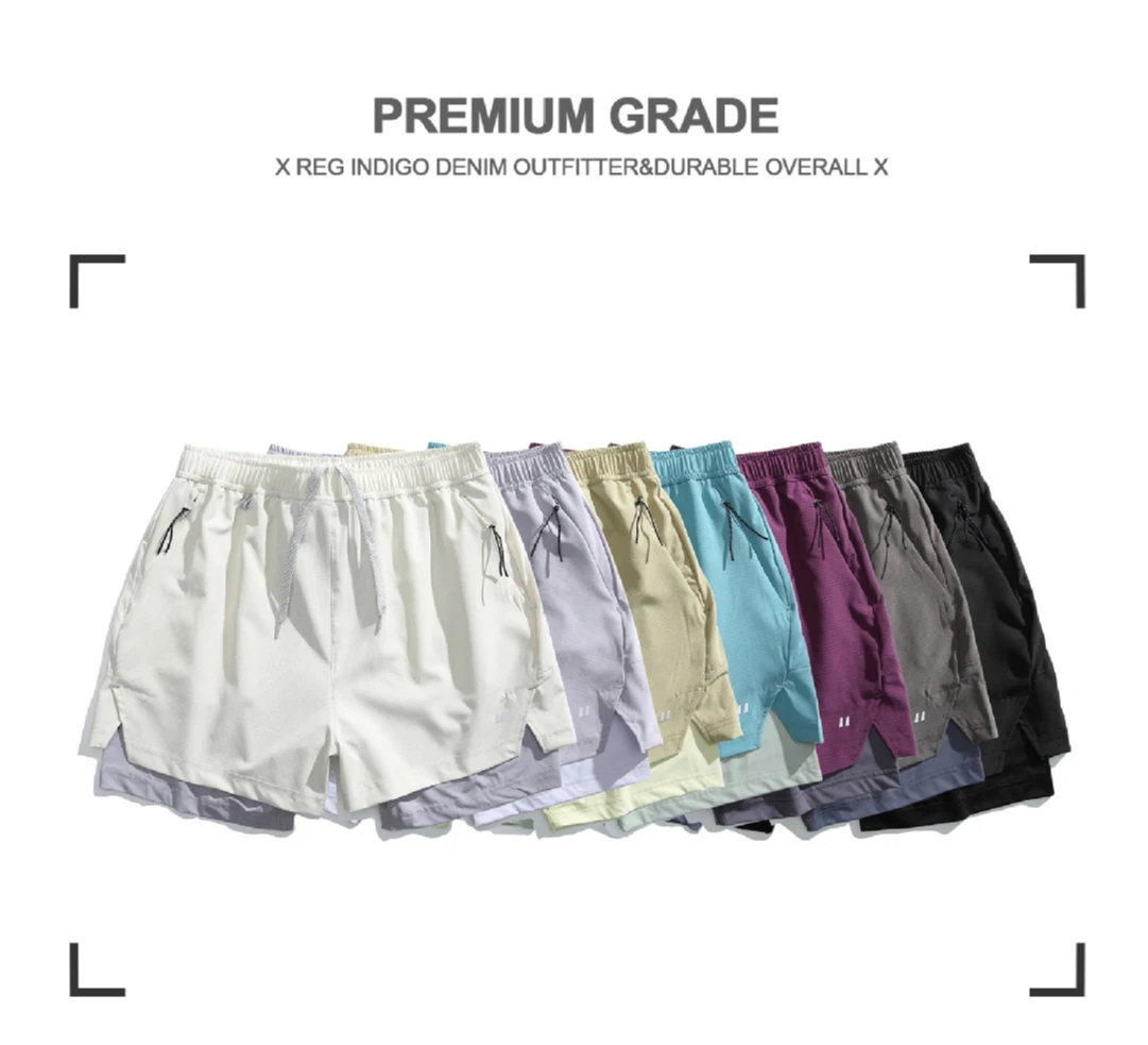 Unisex 2in1 Running Shorts Quick Dry Gym Workout Activewear Double Layer Compression Liner Athletic Fitness Jogging Sweat Shorts