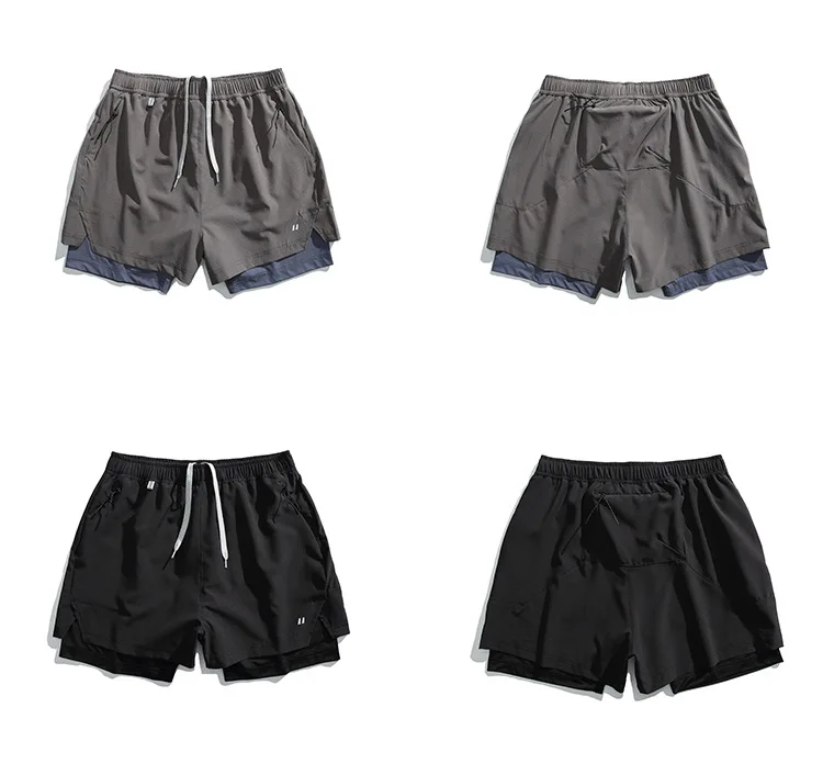 Unisex 2in1 Running Shorts Quick Dry Gym Workout Activewear Double Layer Compression Liner Athletic Fitness Jogging Sweat Shorts