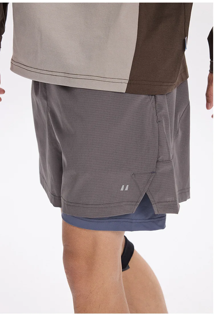Unisex 2in1 Running Shorts Quick Dry Gym Workout Activewear Double Layer Compression Liner Athletic Fitness Jogging Sweat Shorts