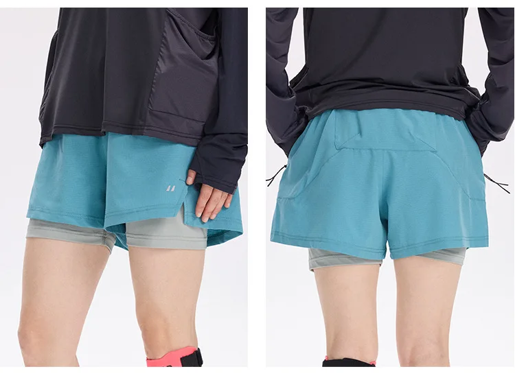 Unisex 2in1 Running Shorts Quick Dry Gym Workout Activewear Double Layer Compression Liner Athletic Fitness Jogging Sweat Shorts