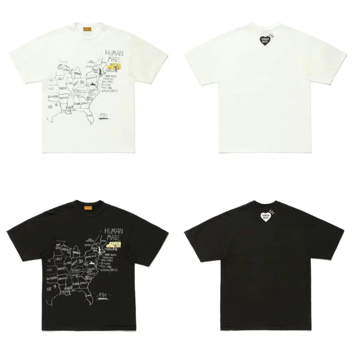 HUMANMADE Burger Print T-Shirt, Cotton Stretch Loose Tee, Street Summer Top for Couple Unisex