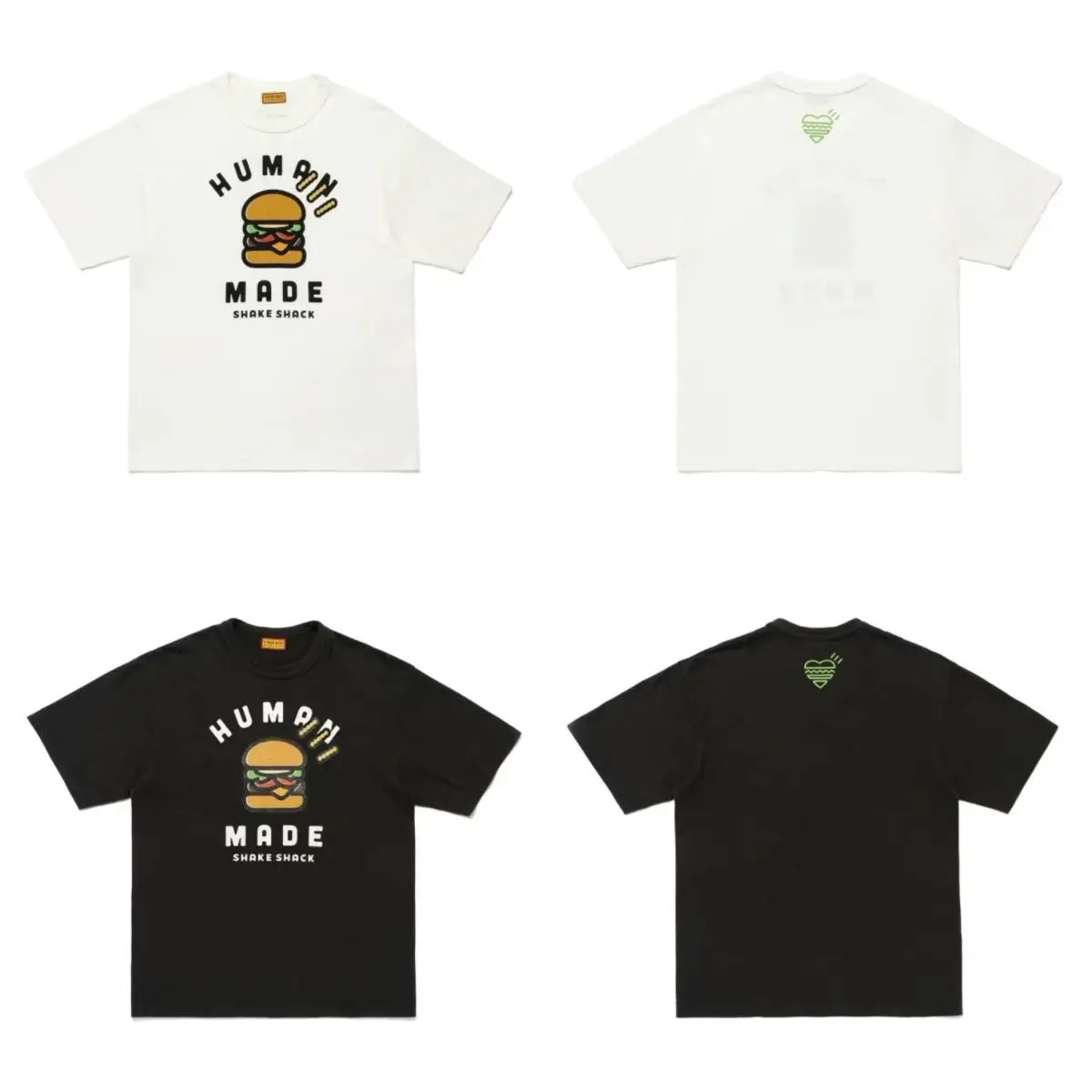 HUMANMADE Burger Print T-Shirt, Cotton Stretch Loose Tee, Street Summer Top for Couple Unisex