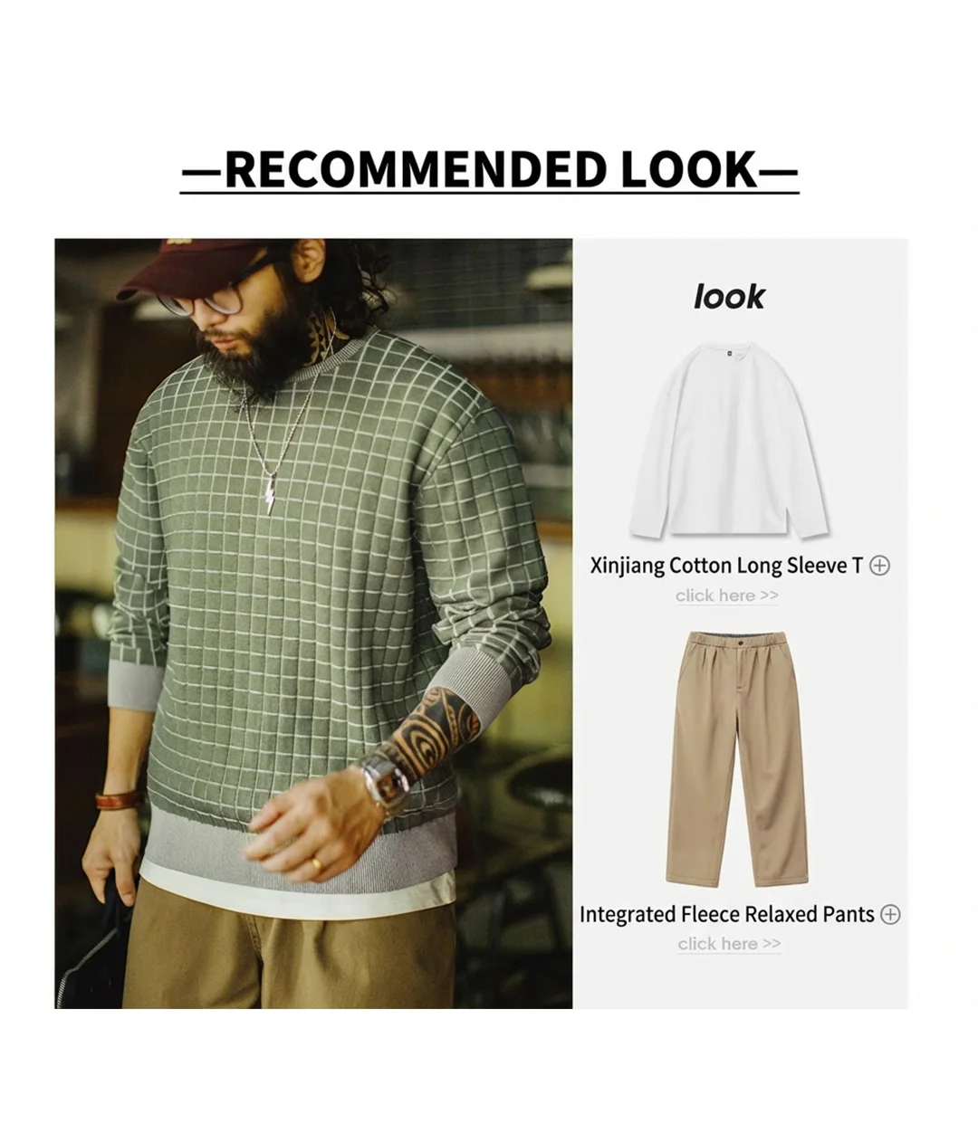 Maden Men's Retro Plaid Crewneck Sweatshirt Green Pullover Casual Spring Outerwear Long Sleeve Winter Layering T-shirt Top