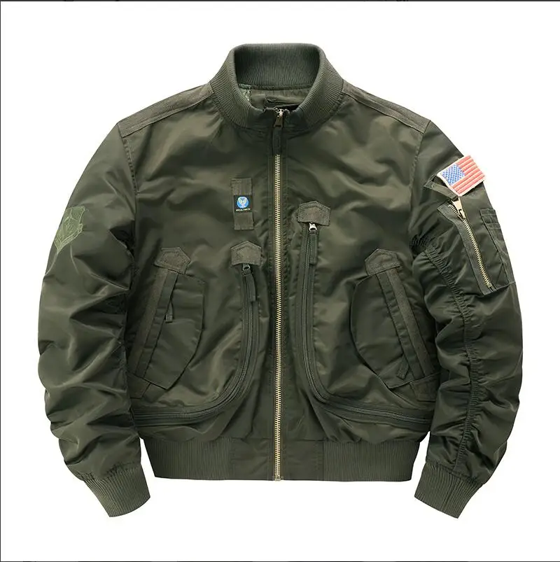 New Spring Men Flight Jackets Multi-pockets Bomber Jackets Fashion Young Men Loose Coats Quality Male Outwear Casual Coats 3XL