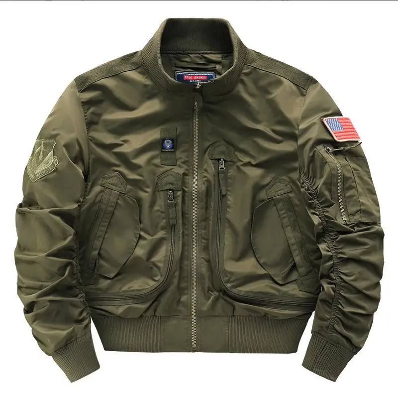 New Spring Men Flight Jackets Multi-pockets Bomber Jackets Fashion Young Men Loose Coats Quality Male Outwear Casual Coats 3XL