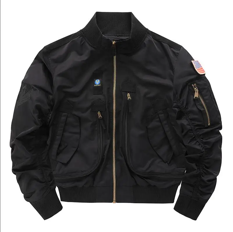 New Spring Men Flight Jackets Multi-pockets Bomber Jackets Fashion Young Men Loose Coats Quality Male Outwear Casual Coats 3XL