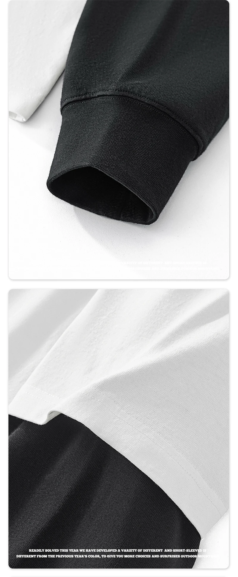ZODF Fashion Fake 2 Pieces Long Sleeve T Shirt For Man Unisex Loose Fit 280gsm 100% Cotton O Neck T-Shirt Brand Tops HY0062
