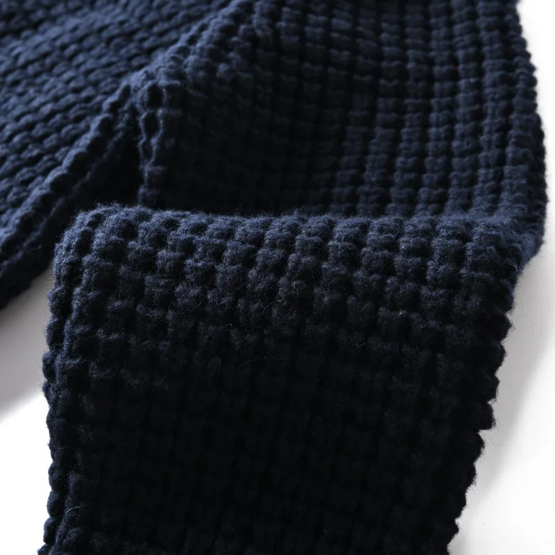Eu Vintage 100% Wool Chunky Knit Sweater for Men - Yama-otoko Style Autumn Winter Loose Fit Casual Shawl Collar Cardigan Coat
